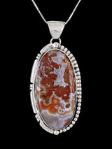 Navajo Sterling Silver Crazy Lace Agate Pendant - PuebloDirect.com