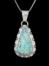 Natural Kingman Turquoise Navajo Sterling Silver Pendant