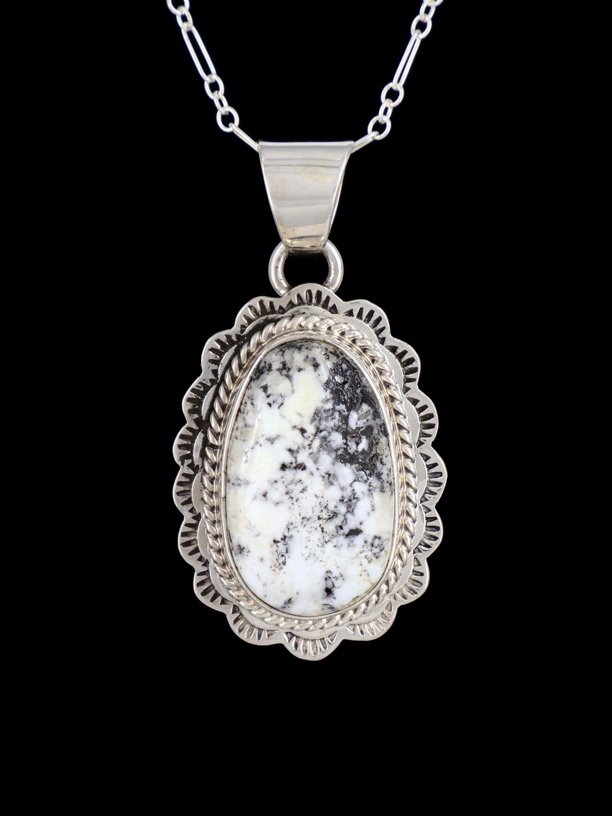 Native American Jewelry Sterling Silver White Buffalo Pendant - PuebloDirect.com