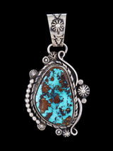 Native American Sterling Silver Natural Pilot Mountain Turquoise Pendant