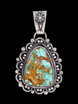 Native American Sterling Silver Natural Pilot Mountain Turquoise Pendant