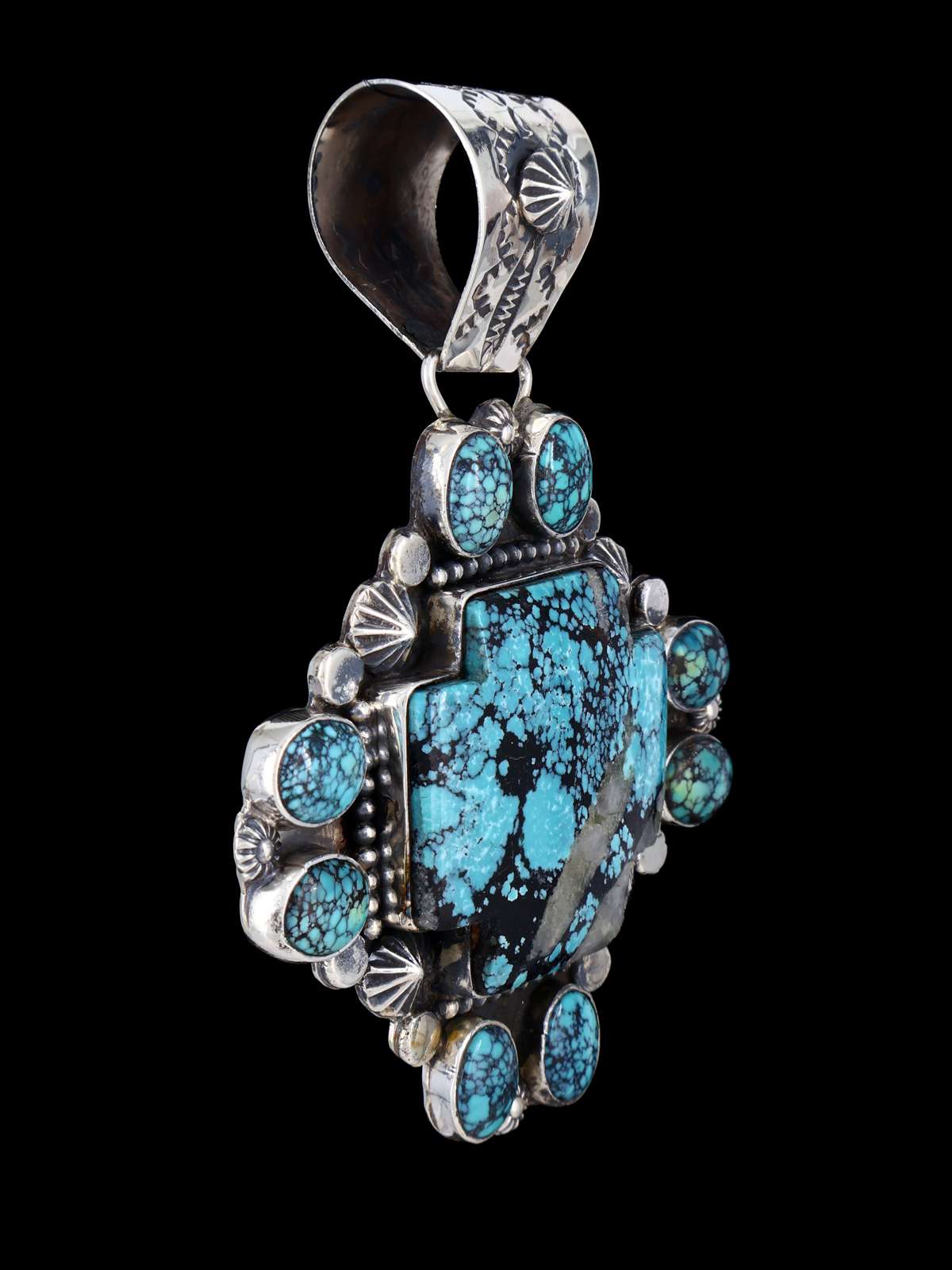 Native American Jewelry Cloud Mountain Turquoise Cross Pendant