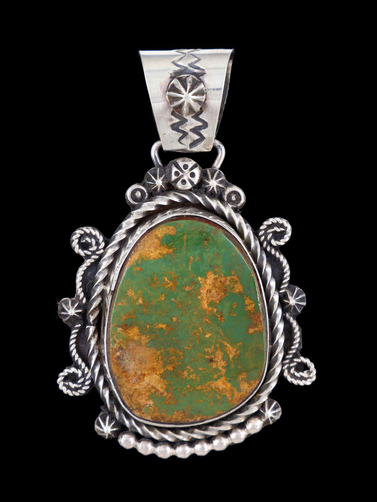 Native American Sterling Silver Natural Pilot Mountain Turquoise Pendant