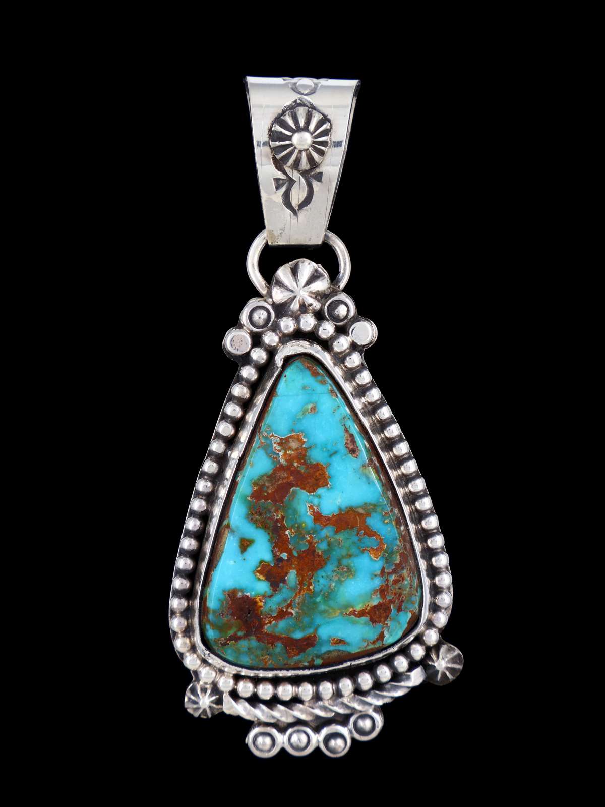 Native American Sterling Silver Natural Pilot Mountain Turquoise Pendant