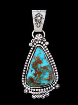 Native American Sterling Silver Natural Pilot Mountain Turquoise Pendant