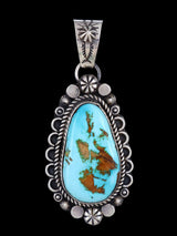 Native American Sterling Silver Natural Pilot Mountain Turquoise Pendant