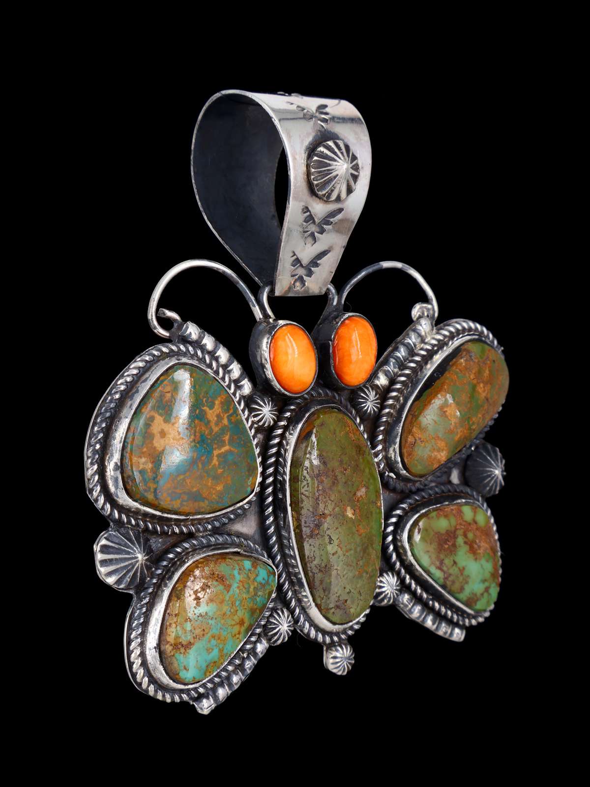 Native American Jewelry Pilot Mountain Turquoise Dragonfly Pendant