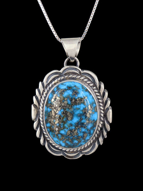 Native American Jewelry Persian Blue Turquoise Pendant - PuebloDirect.com