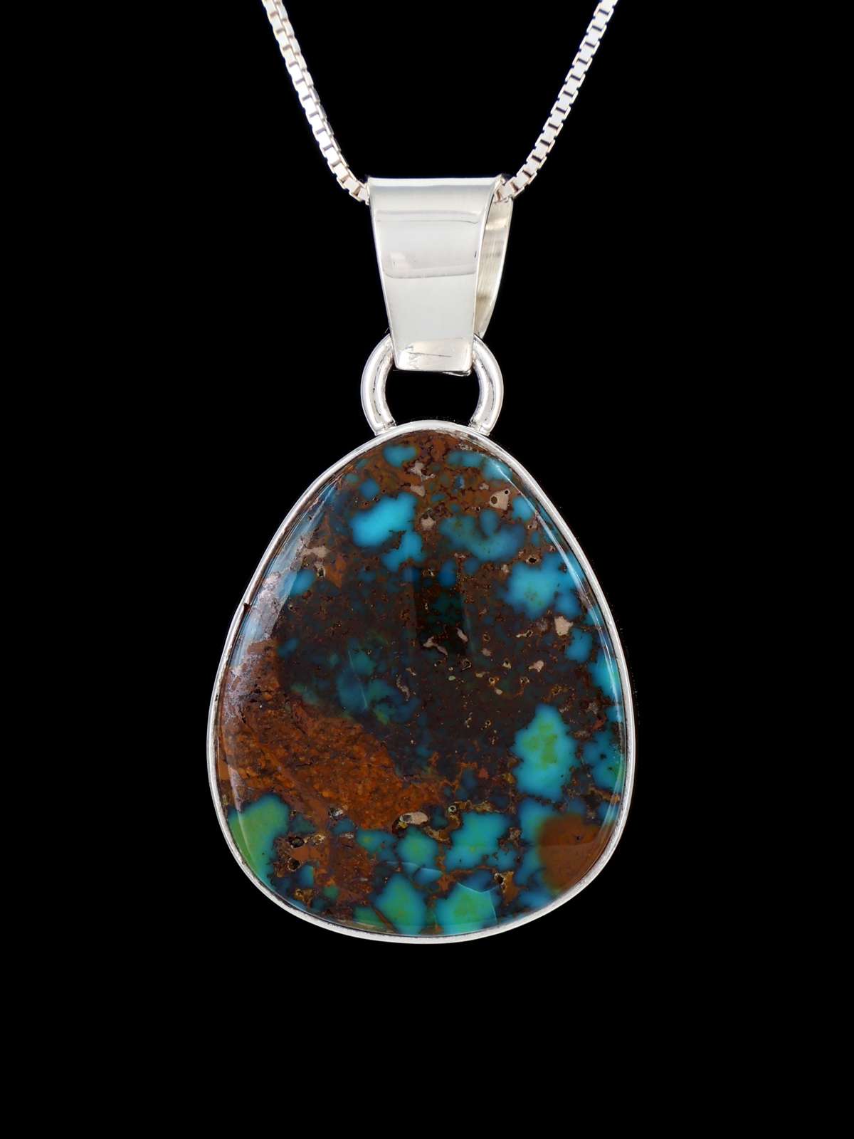 Native American Sterling Silver Sky Horse Turquoise Pendant - PuebloDirect.com