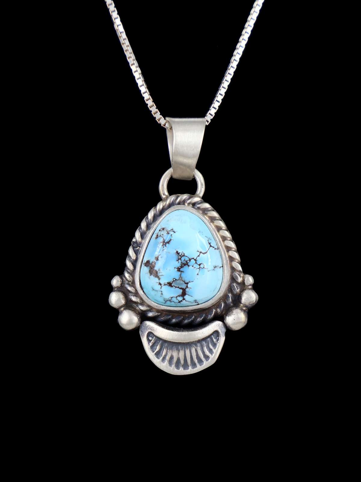 Sterling Silver Golden Hill Turquoise Navajo Pendant - PuebloDirect.com