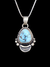 Sterling Silver Golden Hill Turquoise Navajo Pendant - PuebloDirect.com