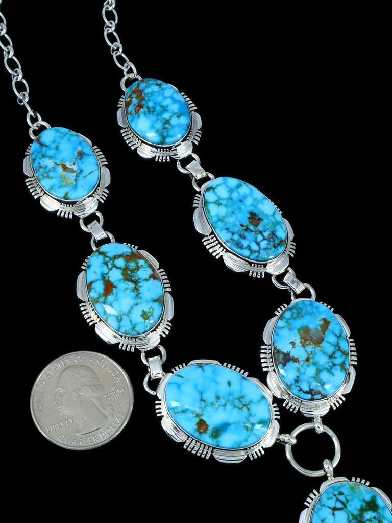 Native American Jewelry Kingman Turquoise Lariat Necklace - PuebloDirect.com