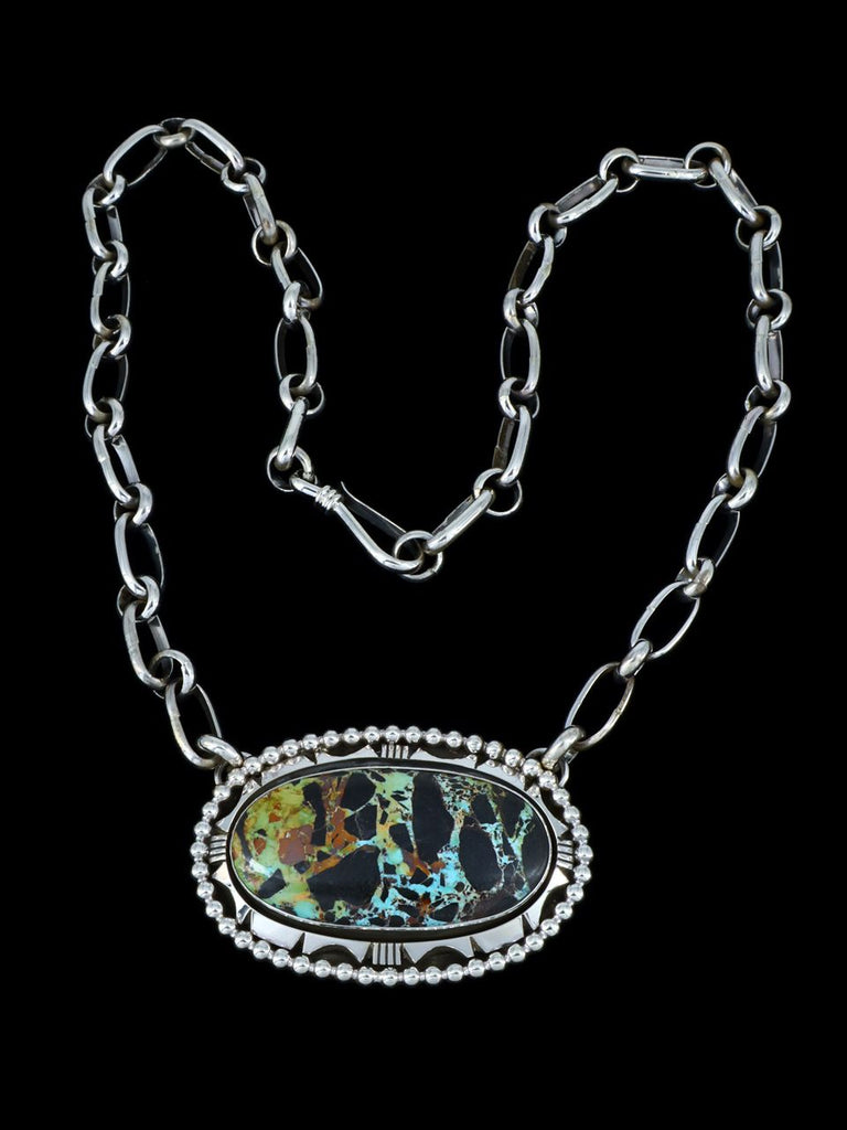 Native American Sterling Silver Blackjack Turquoise Choker Necklace - PuebloDirect.com