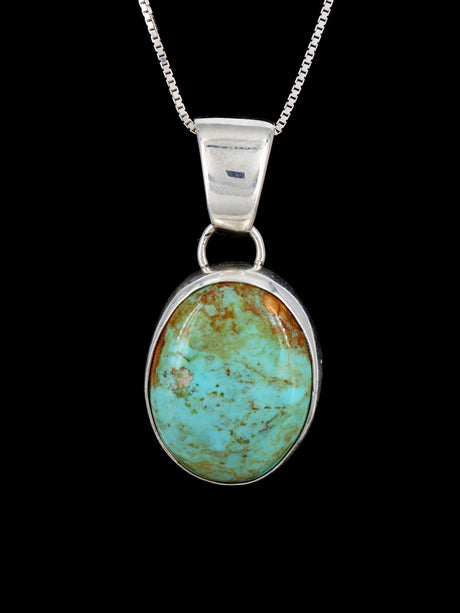 Native American Jewelry Sterling Silver Turquoise Pendant - PuebloDirect.com