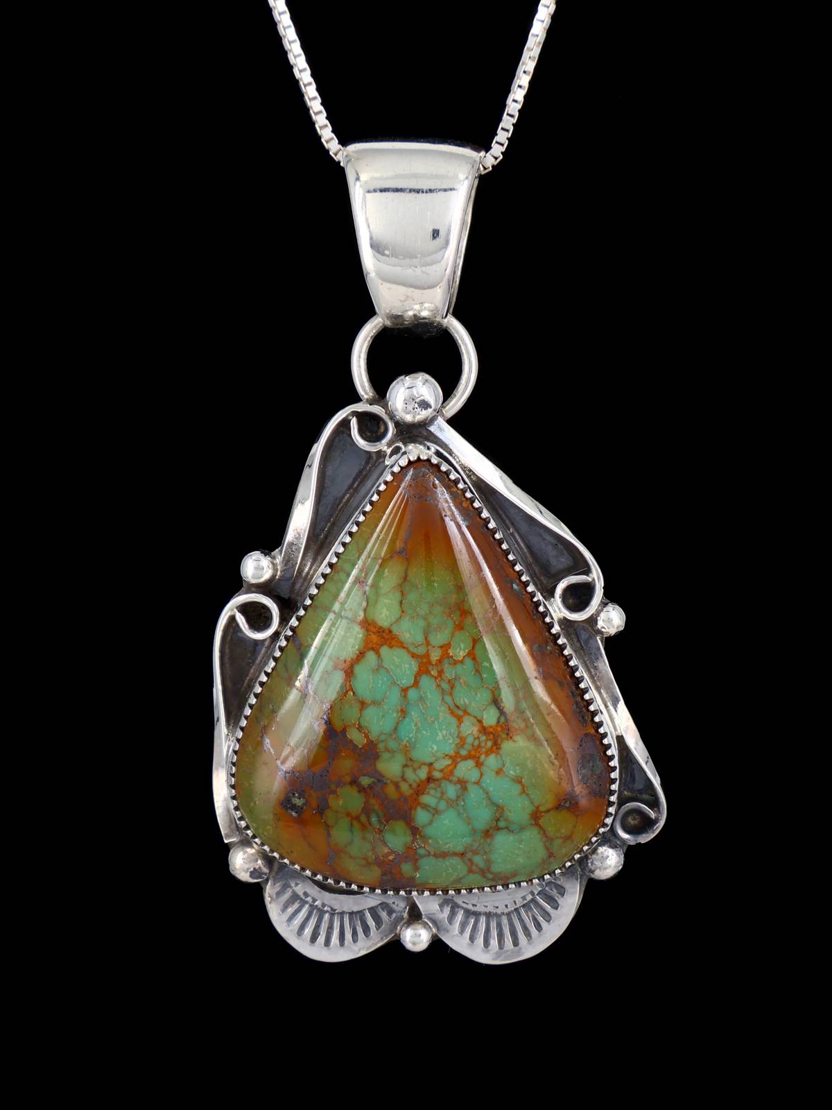 Turquoise Navajo Sterling Silver Pendant - PuebloDirect.com