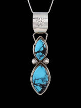 Native American Jewelry Sterling Silver Turquoise Pendant - PuebloDirect.com
