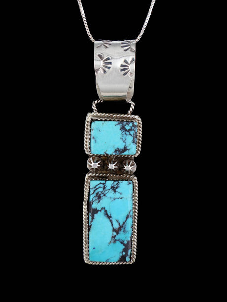 Native American Jewelry Sterling Silver Turquoise Pendant - PuebloDirect.com