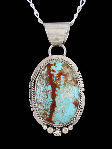 Native American Jewelry Sterling Silver Turquoise Pendant - PuebloDirect.com