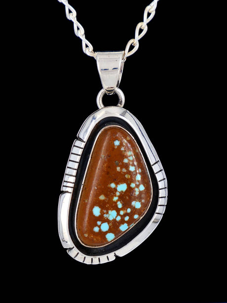 Native American Jewelry Sterling Silver Turquoise Pendant - PuebloDirect.com