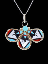 Native American Sterling Silver Zuni Inlay Pendant - PuebloDirect.com