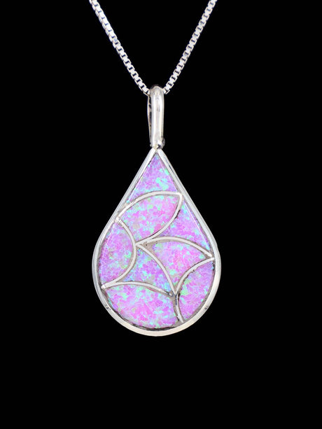 Native American Sterling Silver Zuni Inlay Fish Scale Pattern Pendant - PuebloDirect.com