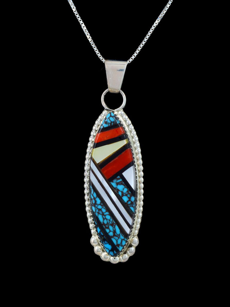 Native American Sterling Silver Zuni Inlay Pendant - PuebloDirect.com