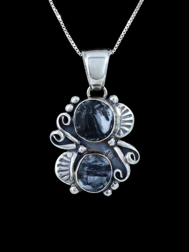 Navajo Jewelry Sterling Silver White Buffalo Pendant - PuebloDirect.com