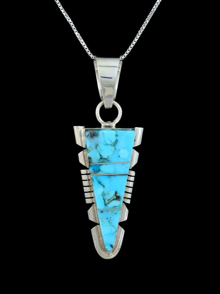 Sterling Silver Turquoise Navajo Inlay Pendant - PuebloDirect.com