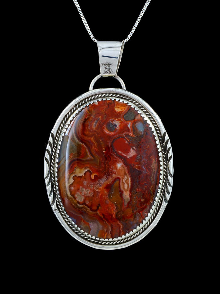 Native American Jewelry Banded Agate Sterling Silver Pendant - PuebloDirect.com