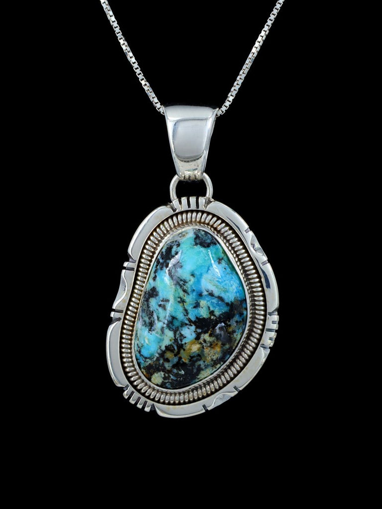 Native American Sterling Silver Turquoise Pendant - PuebloDirect.com