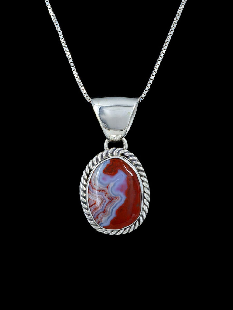 Native American Sterling Silver Crazy Lace Agate Pendant - PuebloDirect.com
