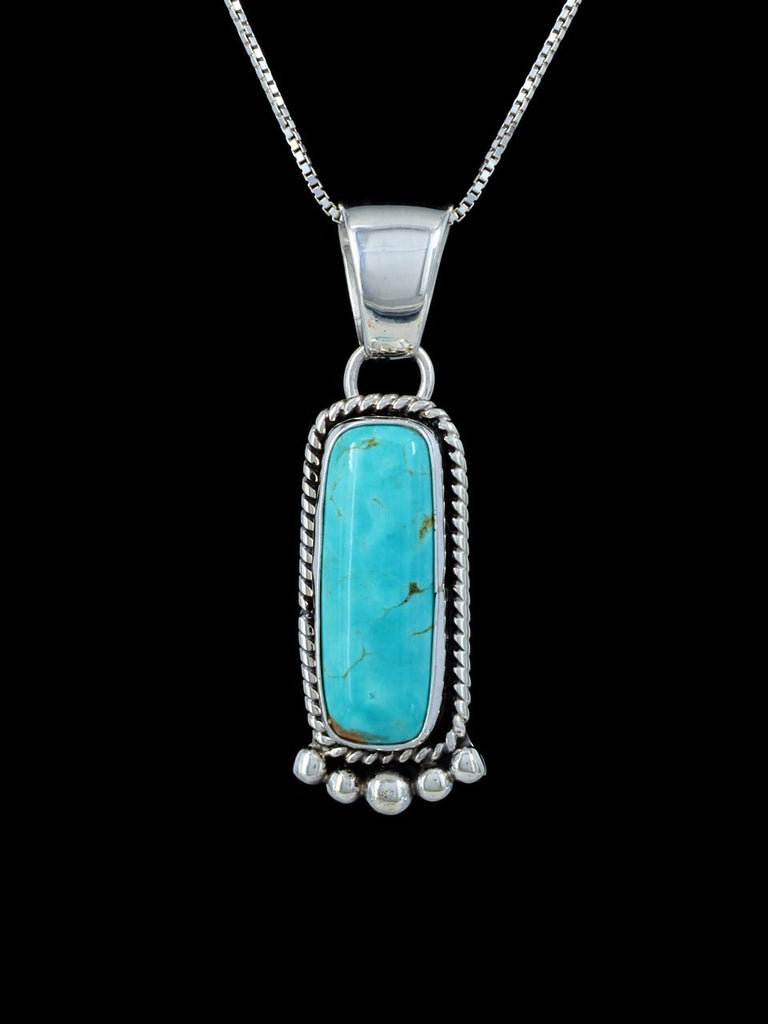Navajo Sterling Silver Turquoise Pendant - PuebloDirect.com