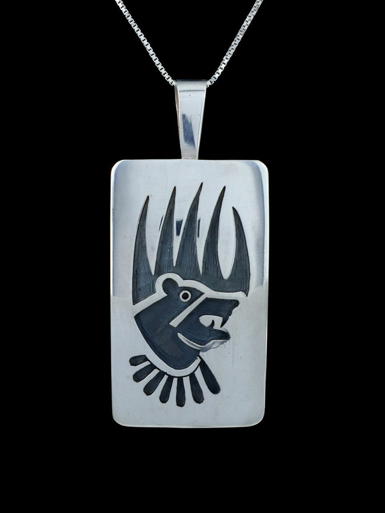 Sterling Silver Hopi Overlay Bear Claw Pendant - PuebloDirect.com