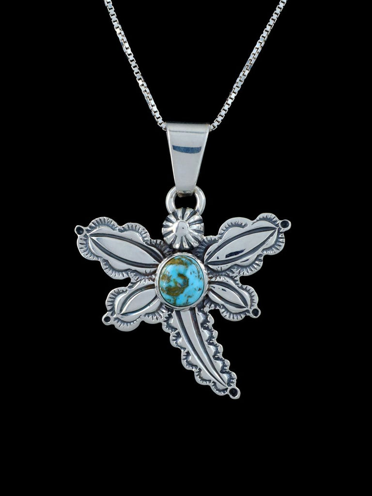 Native American Jewelry Kingman Turquoise Dragonfly Necklace - PuebloDirect.com