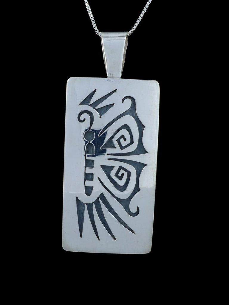 Sterling Silver Hopi Overlay Butterfly Pendant - PuebloDirect.com