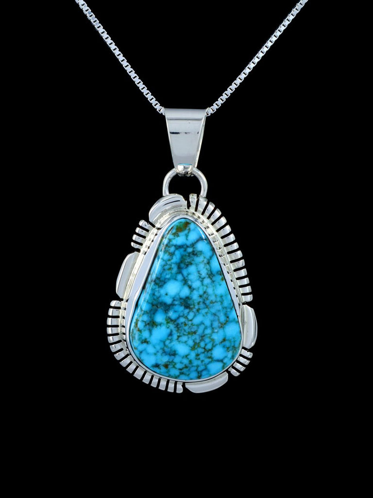 Kingman Turquoise Navajo Sterling Silver Pendant - PuebloDirect.com