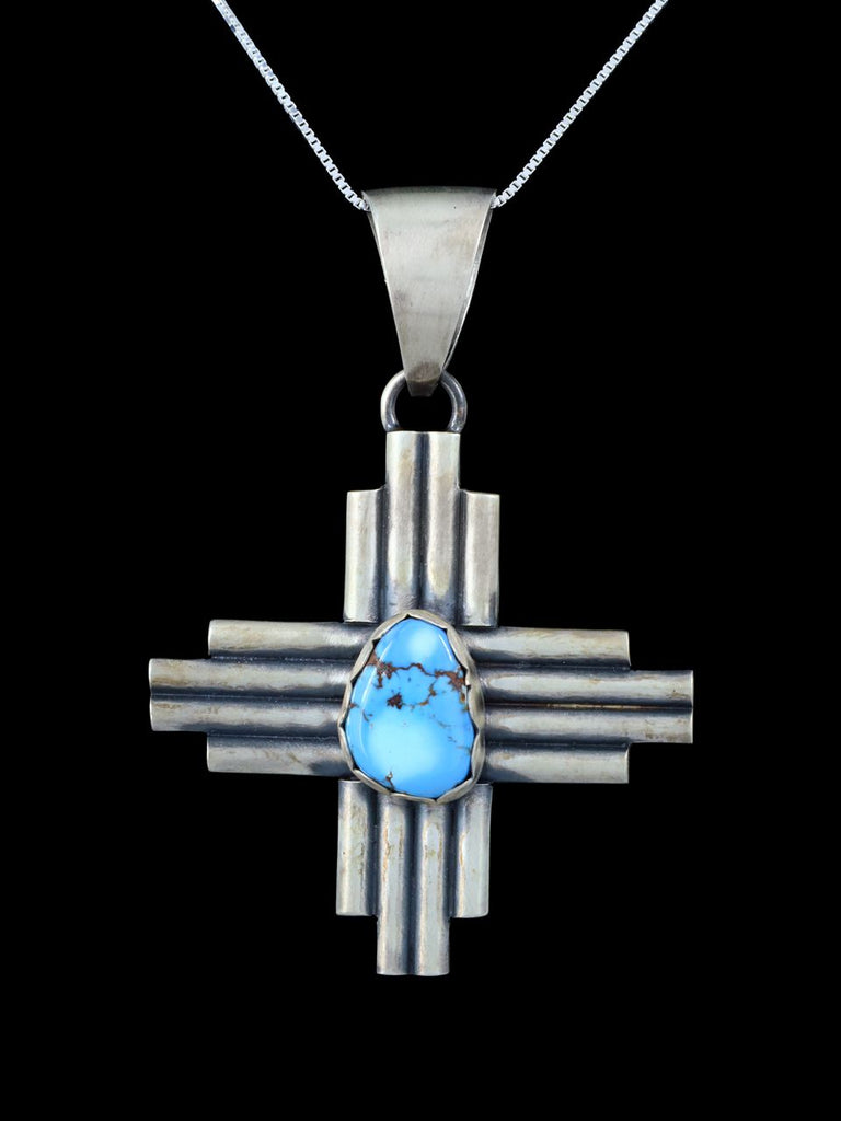 Native American Jewelry Golden Hill Turquoise Zia Pendant - PuebloDirect.com