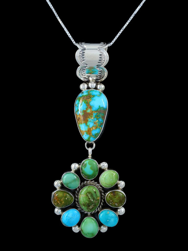 Native American Indian Jewelry Sonoran Gold Turquoise Cluster Pendant - PuebloDirect.com