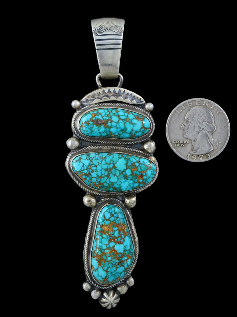 Native American Indian Jewelry Natural Carico Lake Turquoise Pendant - PuebloDirect.com