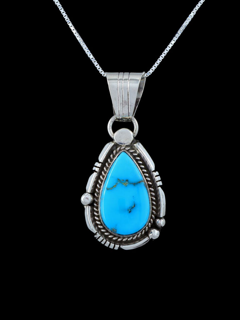 Native American Sterling Silver Kingman Turquoise Pendant - PuebloDirect.com