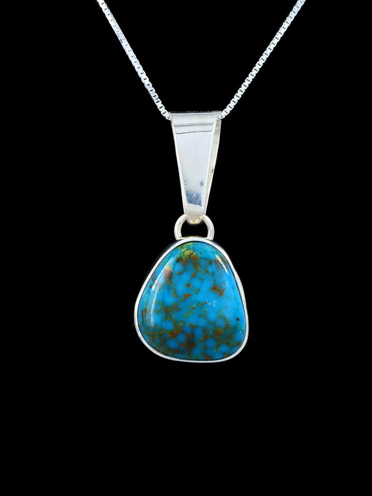 Navajo Sterling Silver Kingman Turquoise Pendant - PuebloDirect.com