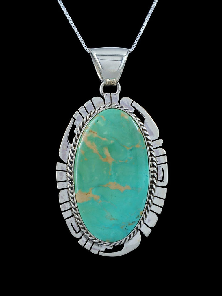 Native American Royston Turquoise Sterling Silver Pendant - PuebloDirect.com