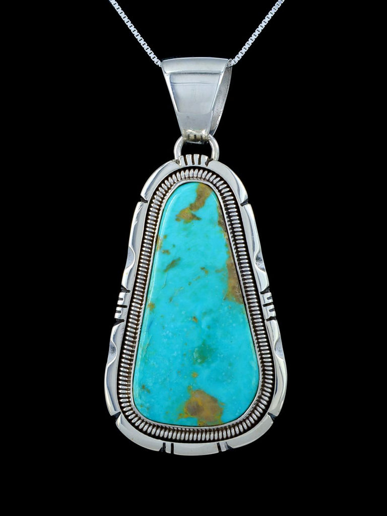 Native American Natural Royston Turquoise Sterling Silver Pendant - PuebloDirect.com