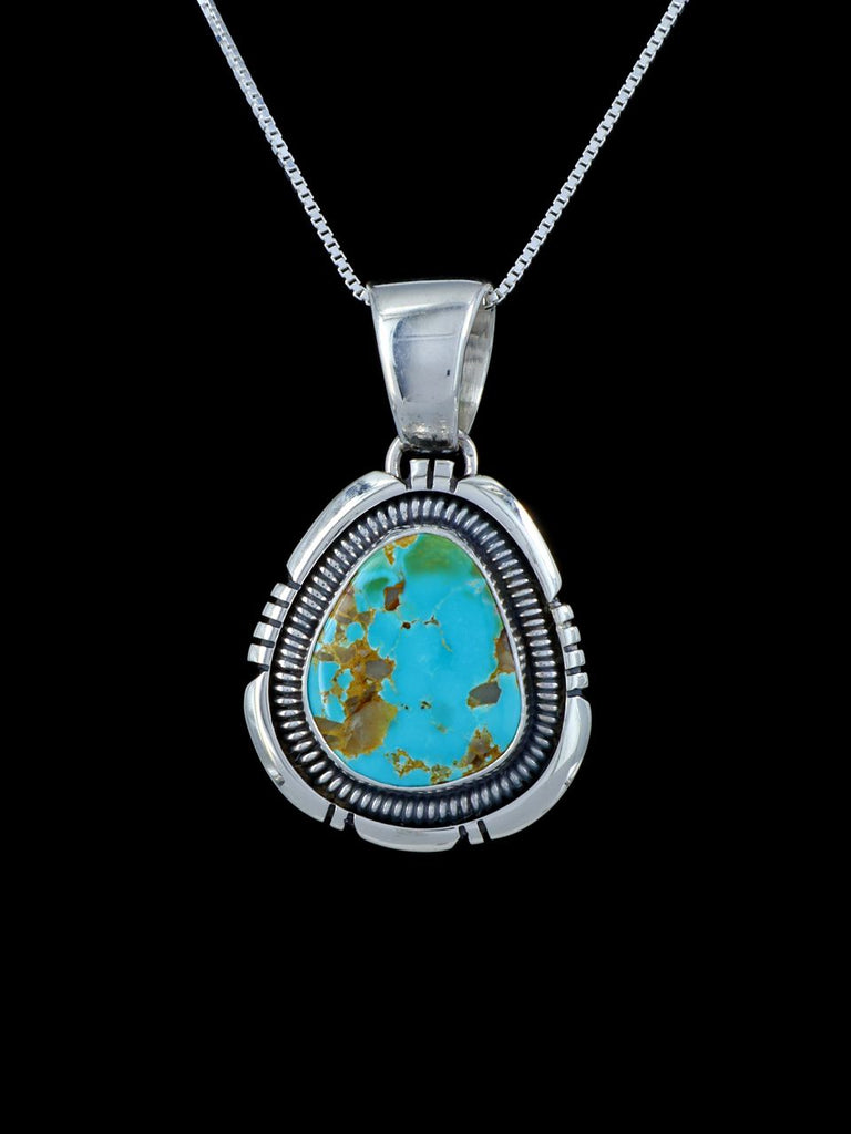 Native American Natural Royston Turquoise Sterling Silver Pendant - PuebloDirect.com