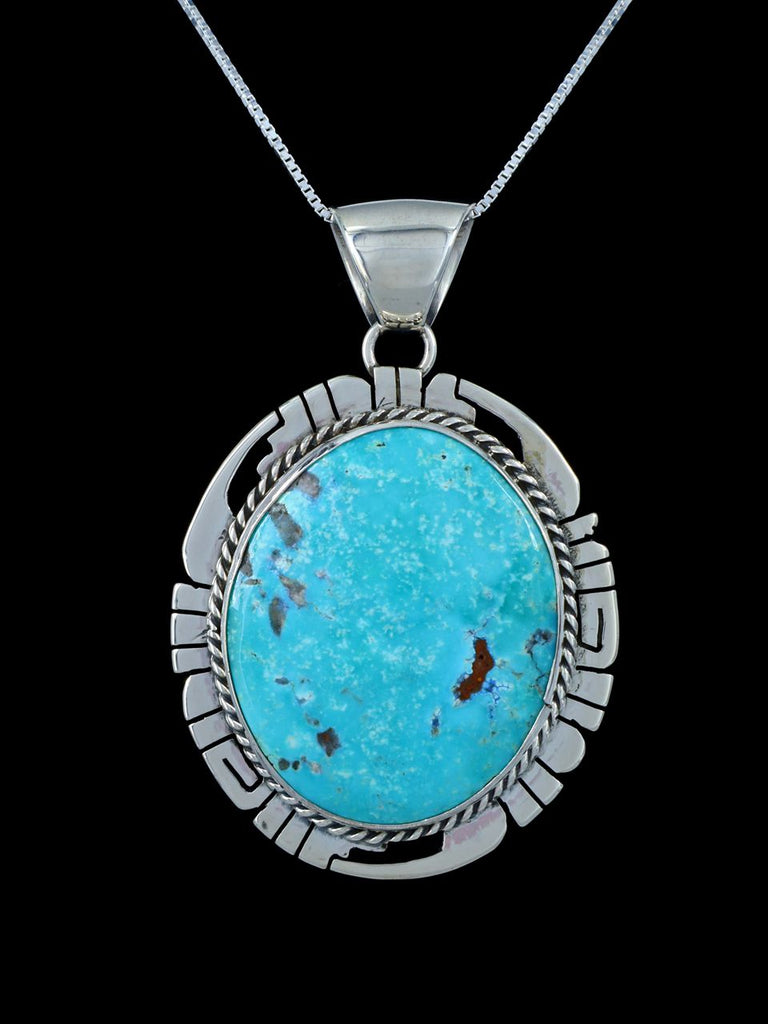 Navajo Blue Ridge Turquoise Sterling Silver Pendant - PuebloDirect.com