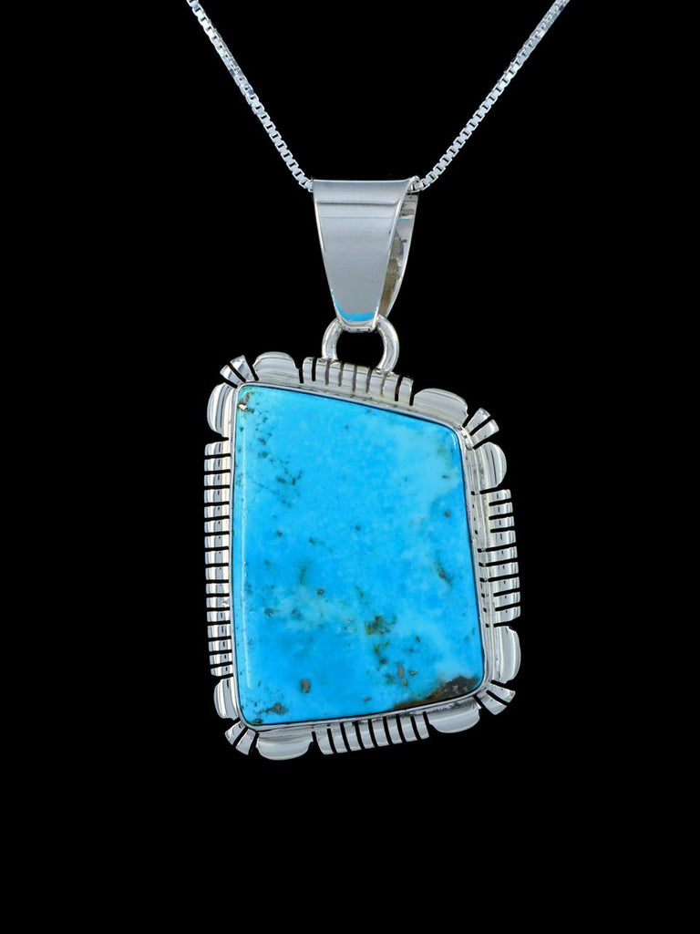 Blue Ridge Turquoise Navajo Sterling Silver Pendant - PuebloDirect.com