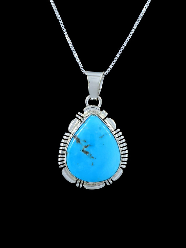 Sterling Silver Blue Ridge Turquoise Navajo Made Pendant - PuebloDirect.com