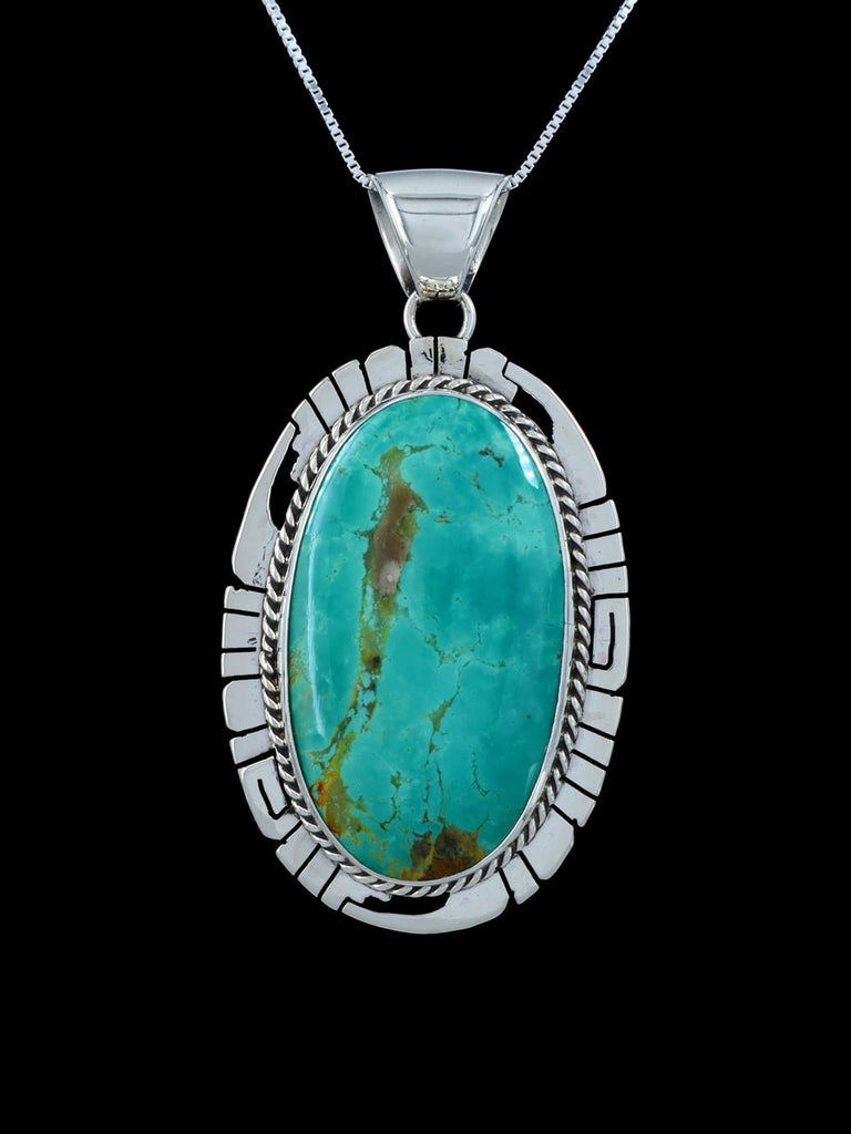 Native American Tyrone Turquoise Sterling Silver Pendant - PuebloDirect.com