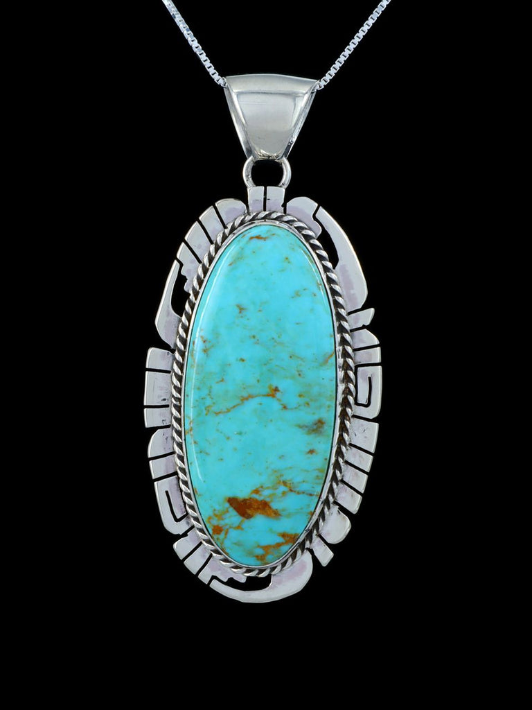 Native American Tyrone Turquoise Sterling Silver Pendant - PuebloDirect.com