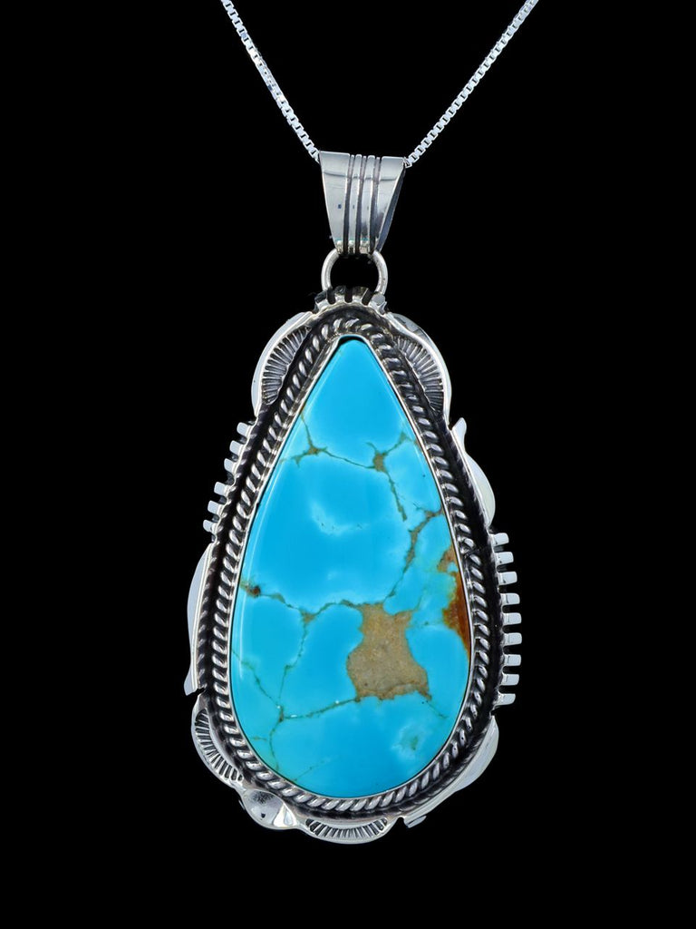 Native American Jewelry Tyrone Turquoise Sterling Silver Pendant - PuebloDirect.com